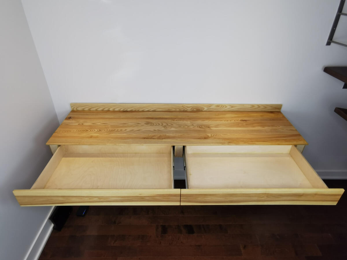 Floating Desk, Ash Hardwood
